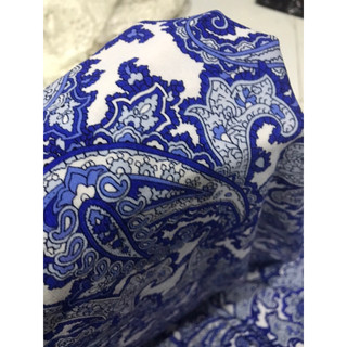 Vải thun Rayon màu xanh họa tiết co giãn 4 chiều dày vừa mềm rũ (khổ 1m6)may đầm váy,đồ bộ thời trang