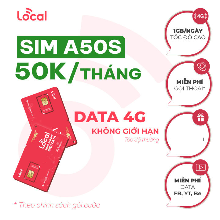 Sim 4g local mobifone A50 không giới hạn data tốc độ cao 1 tỷ Gb - Sóng mobifone chỉ 50k/tháng