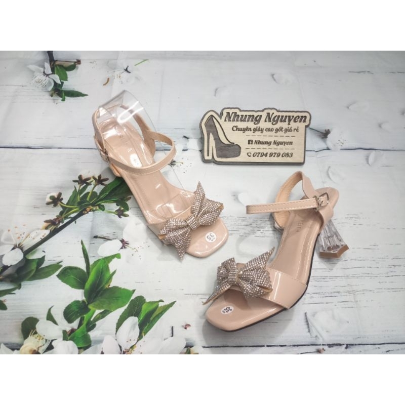 Sandals gót nơ đá