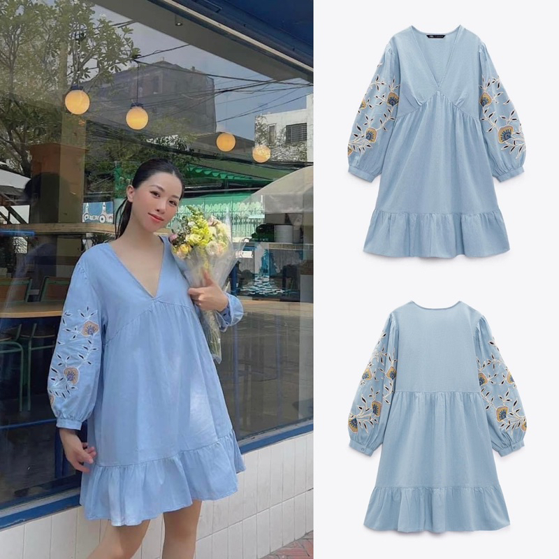 Váy baby doll thêu hoa Za.ra (kèm ảnh thật)