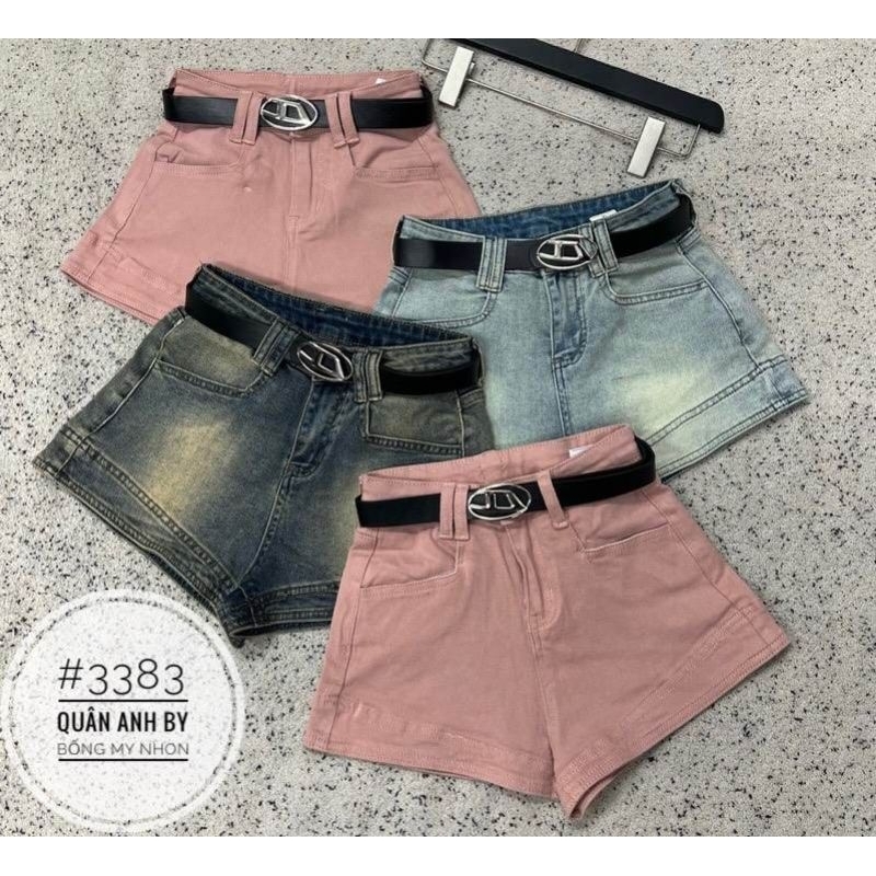 Quần sooc jeans kèm đai chữ D hàng QCL1
