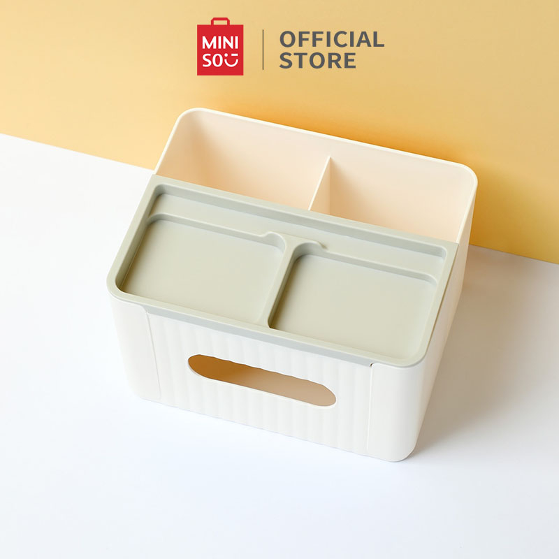 Hộp đựng khăn giấy đa năng MINISO nhà phòng khách hộp ngăn kéo lặt vặt giá để bàn hộp bảo quản