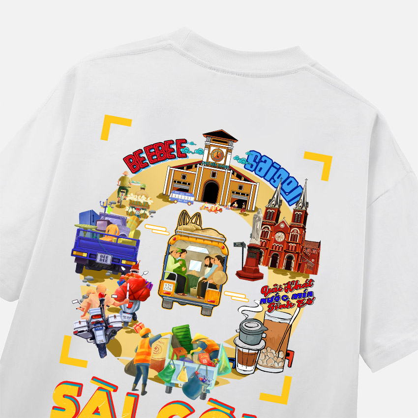 Áo Thun Unisex BEESKY 100% Cotton Sài Gòn Sau Vai-SGNT005