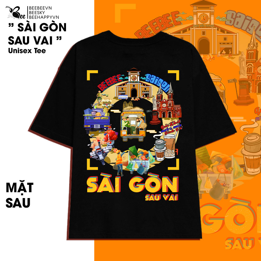 Áo Thun Unisex BEESKY 100% Cotton Sài Gòn Sau Vai-SGNT005