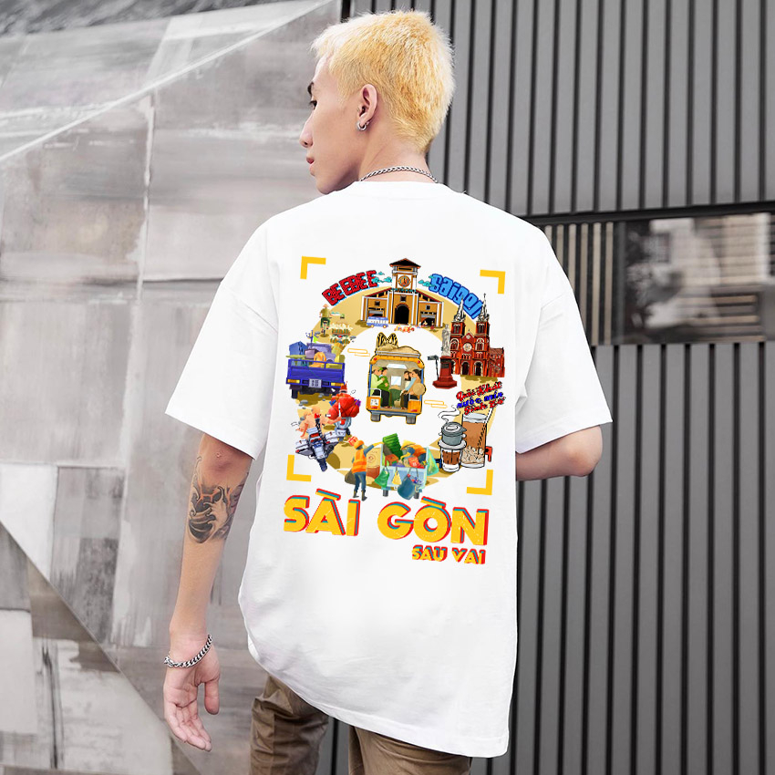 Áo Thun Unisex BEESKY 100% Cotton Sài Gòn Sau Vai-SGNT005