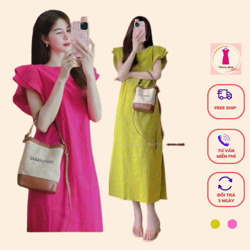 Váy đũi tay hến xếp ly Đan lưng xinh xẻo lên dáng cực xinh