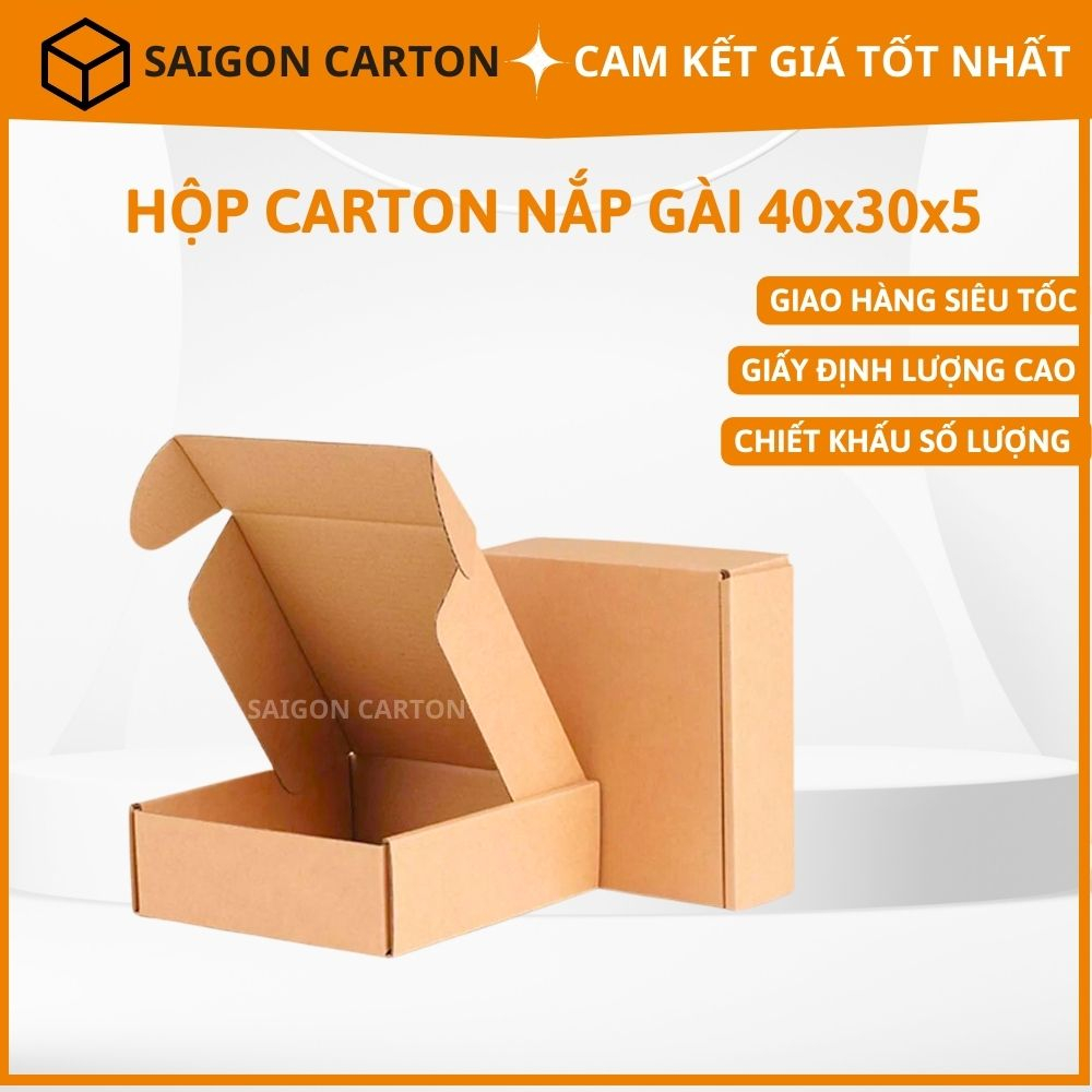 30 Hộp carton COD 40x30x5 (nắp gài)
