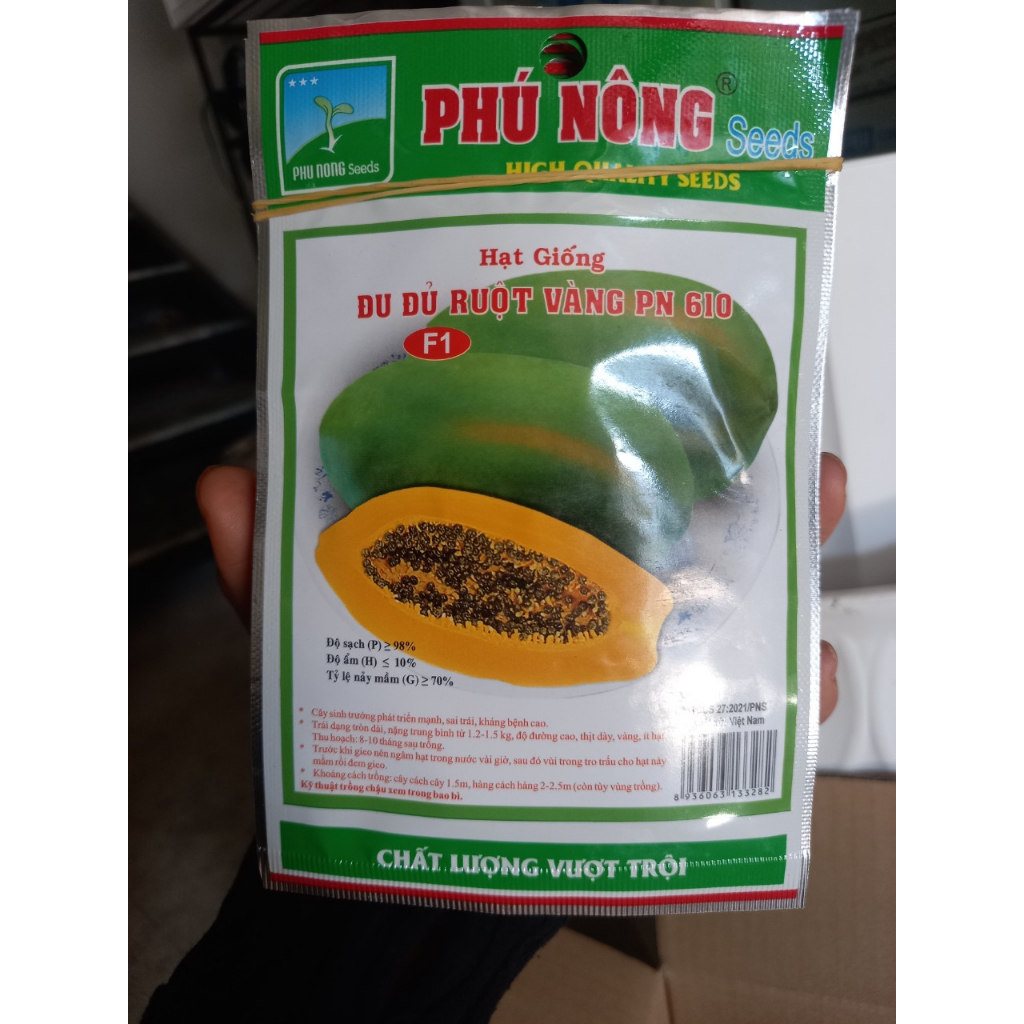 Hạt giống đu đủ F1 ruột vàng Đài loan Phú NÔng (10 hạt/gói)