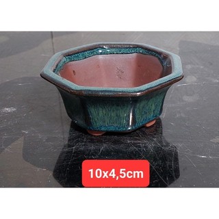 Chậu bát giác men xanh hỏa biến