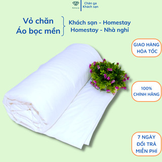 Vỏ bọc chăn khóa kéo màu trắng Riotex hàng cho khách sạn size: 2m2 x 2m [ chất liệu cotton cvc trắng trơn ]