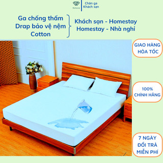 Ga giường chống thấm nước kháng khuẩn Riotex, ga vải cotton cán cao su non thoáng mát đủ kích thước