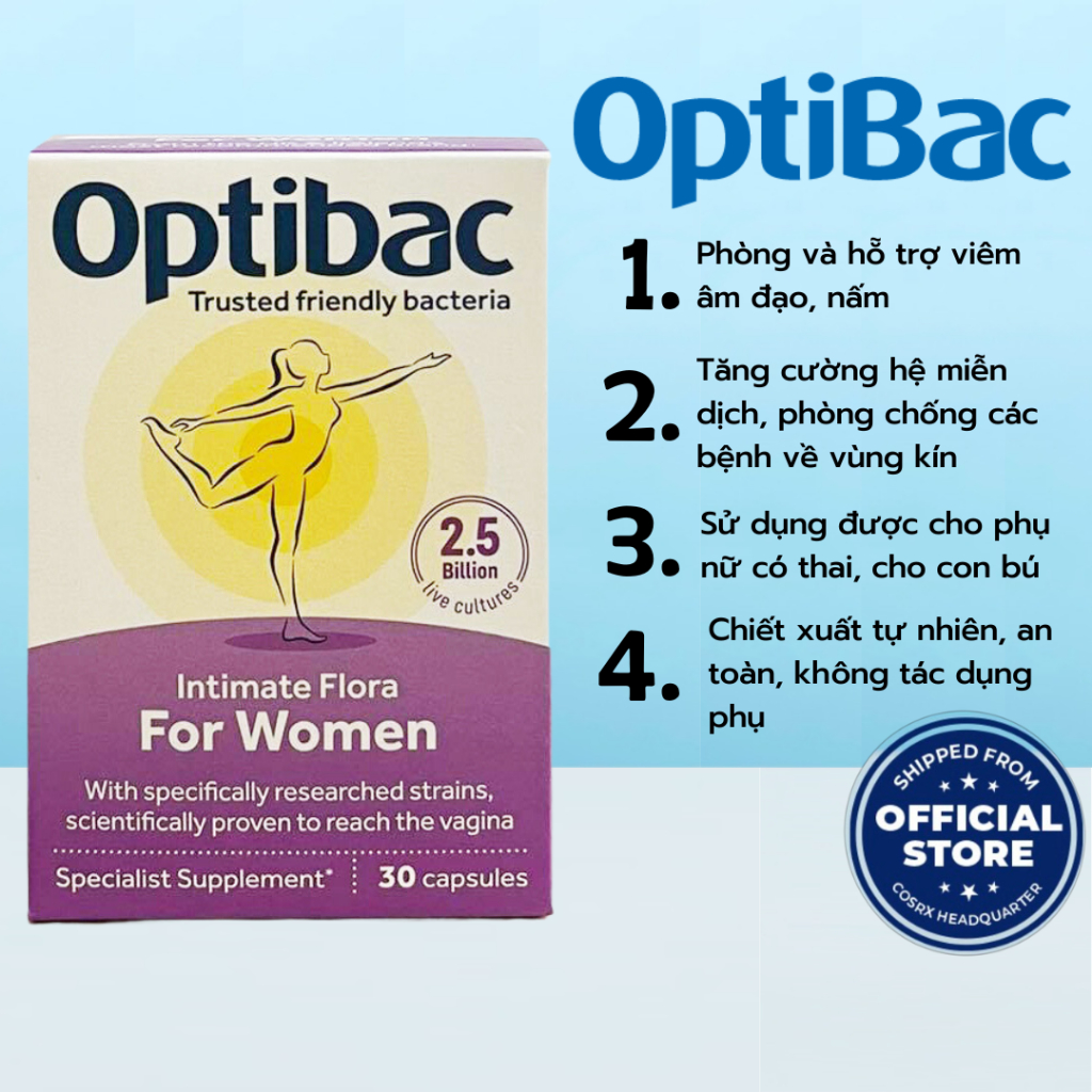 Men Vi Sinh Optibac Tím Probiotics For Women, UK (30 viên)