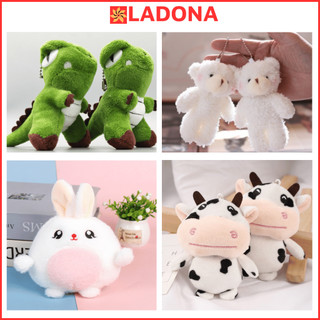 Móc khóa gấu bông,vịt bông,bò sữa treo balo siêu dễ thương LADONA MK2