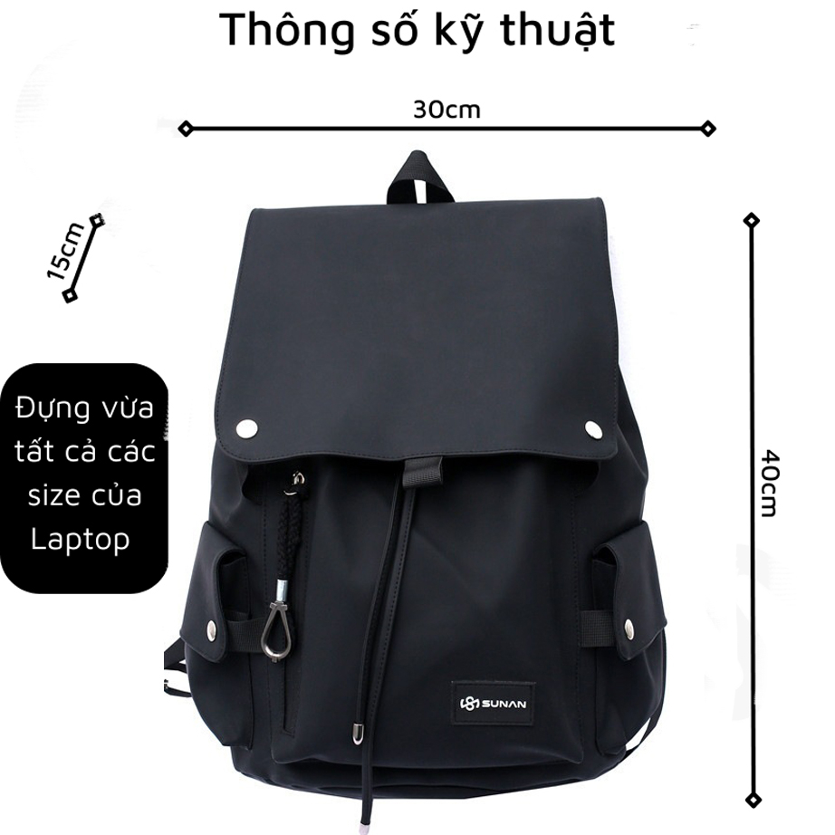 Balo nam nữ unisex đi học cao cấp đựng vừa laptop 15,7inch, Ba lô chống nước cặp sách nam nữ mini nhỏ gọn màu đen - BL08 | BigBuy360 - bigbuy360.vn