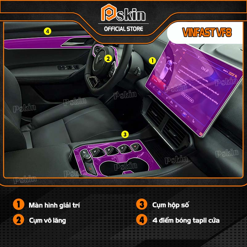 Dán PPF trong suốt bảo vệ nội thất xe VF8 (bản Plus)