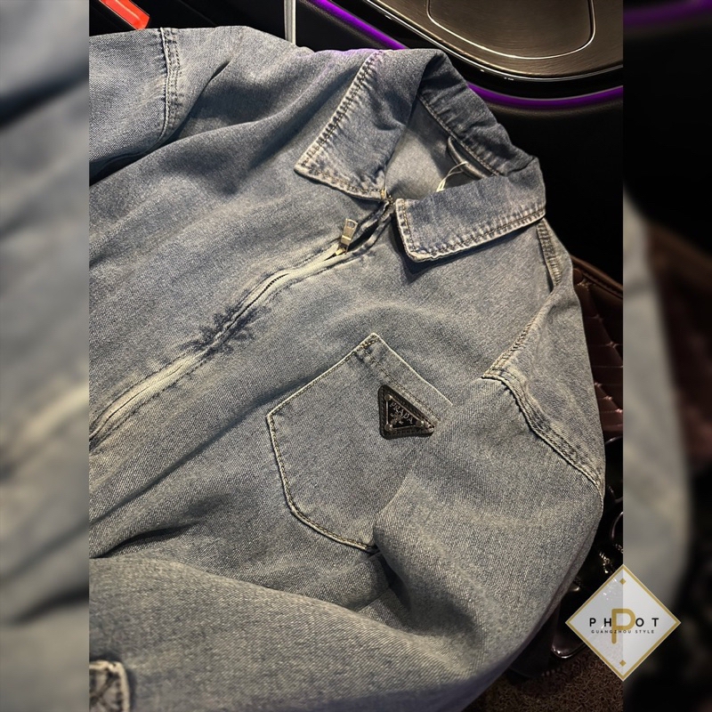 Áo khoác jean Pra.Da siêu hot khoá kéo