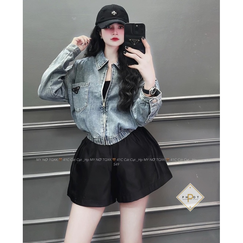 Áo khoác jean Pra.Da siêu hot khoá kéo