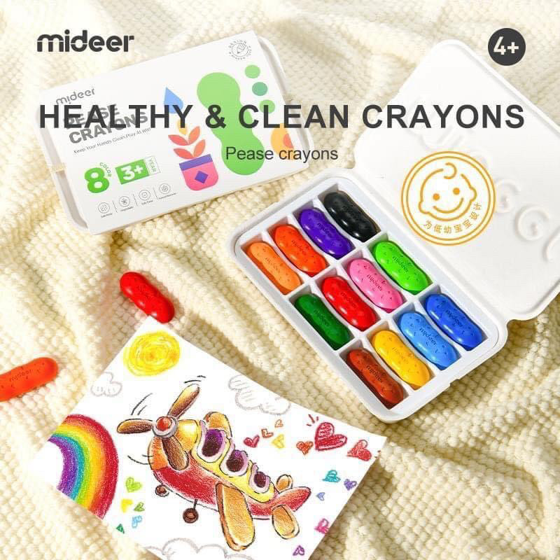 Màu sáp Lụa Quả Đậu Pease Crayons Mideer, Bút Sáp Màu Hữu Cơ An Toàn cho bé