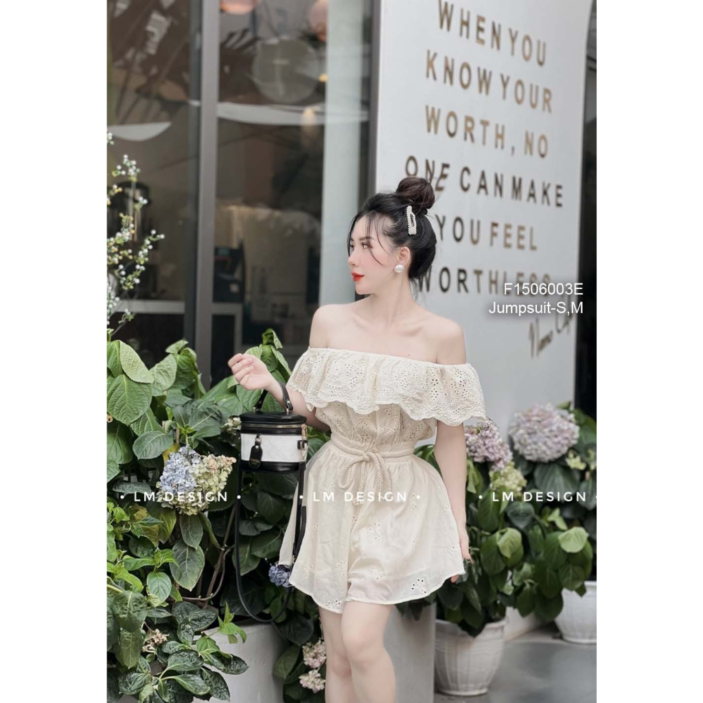 Jumpsuit short đũi phối trễ vai TOMMIU SHOP