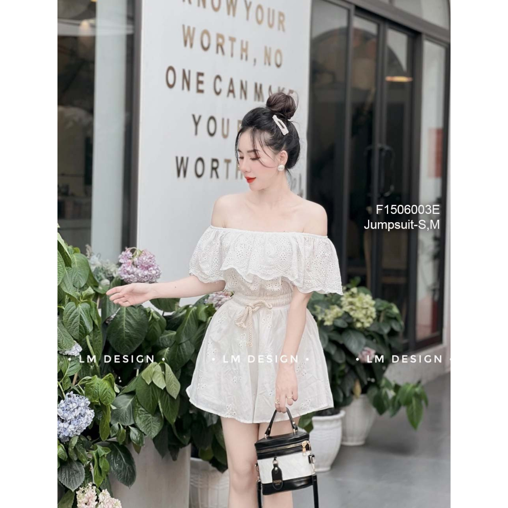 Jumpsuit short đũi phối trễ vai TOMMIU SHOP