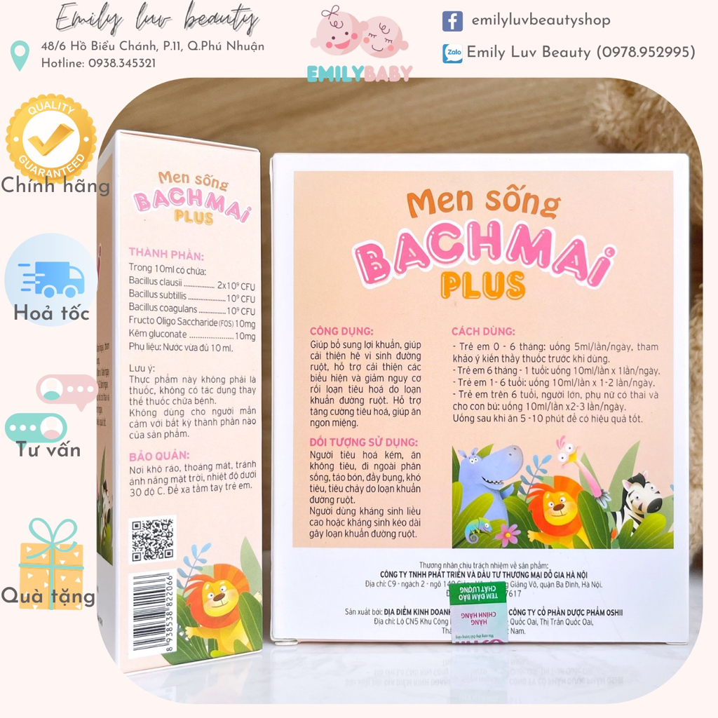 Men sống Bạch Mai chứa chất xơ và 4 tỷ lợi khuẩn hộp 15 ống