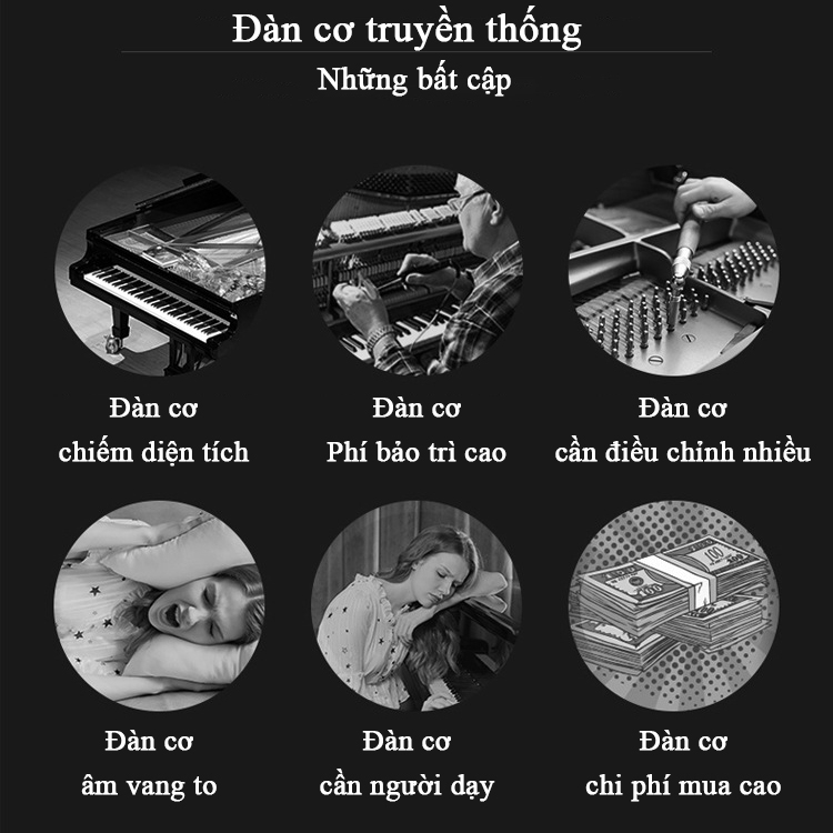 Đàn Piano Gỗ Đàn Organ Điện Tử Electronic Keyboard Đàn 88 Phím Kèm  Pedal Đẩy Âm Có Sách Hướng Dẫn