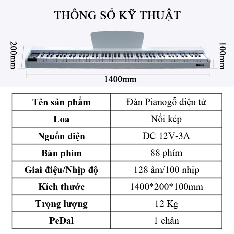 Đàn Piano Gỗ Đàn Organ Điện Tử Electronic Keyboard Đàn 88 Phím Kèm  Pedal Đẩy Âm Có Sách Hướng Dẫn