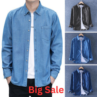 Ảnh Thật Sơ Mi Nam chất liệu Jean Denim, Túi Ngực, Tay dài, Dáng xuông, Hàng cao cấp, chống nắng nóng.