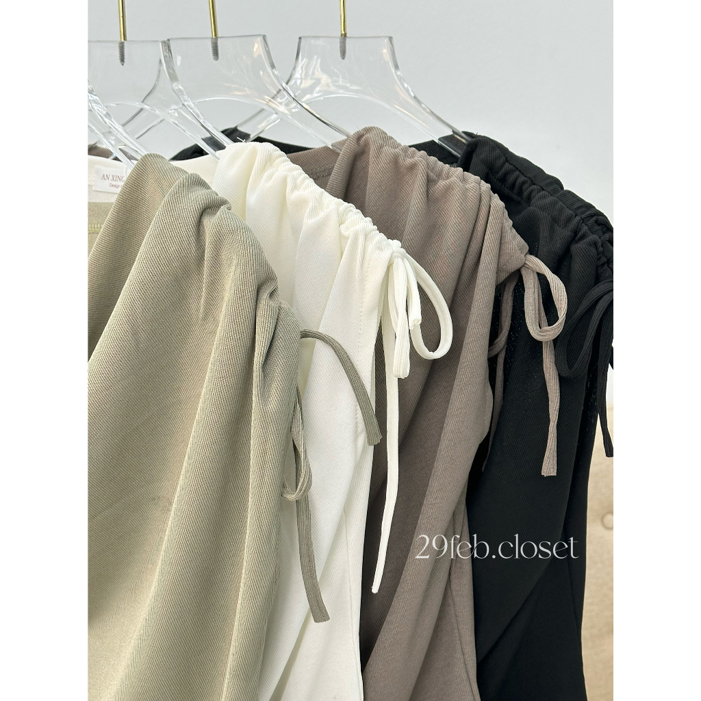 Áo cổ đổ nhún vai 29feb.closet tay hến chất thun tăm thoáng mát mùa hè - A270