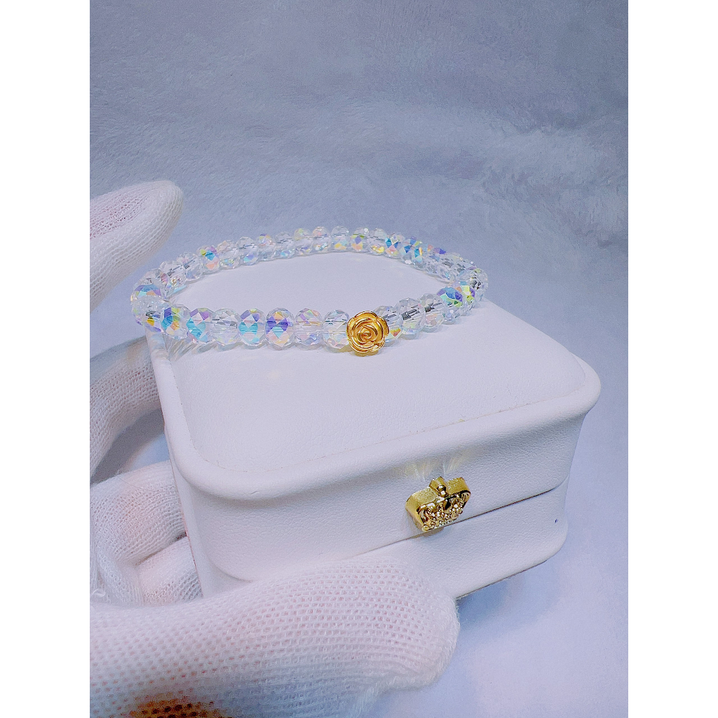 Vòng tay Ph.Lê trắng kết hợp charm 24 kk - lung linh- TamiaJewe