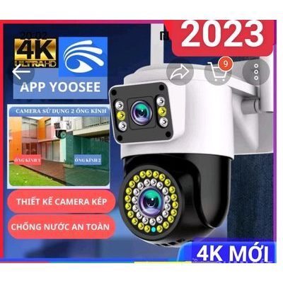 Camera Ngoài Trời Xem 2 Mắt 2 Góc Khác Nhau Trên 1 Màn Hình Cùng Lúc 5.0 MP Có Màu Ban Đêm - KMB