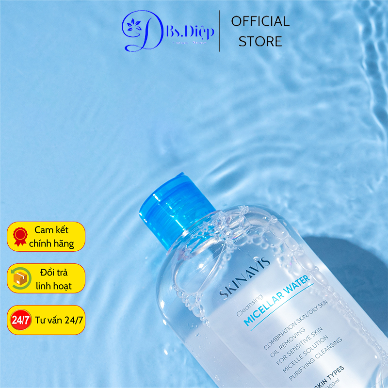 Skinavis Tẩy trang Micellar Water 300ml làm sạch da không gây bóng nhờn