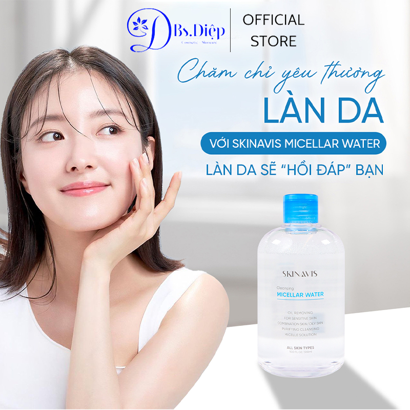 Skinavis Tẩy trang Micellar Water 300ml làm sạch da không gây bóng nhờn