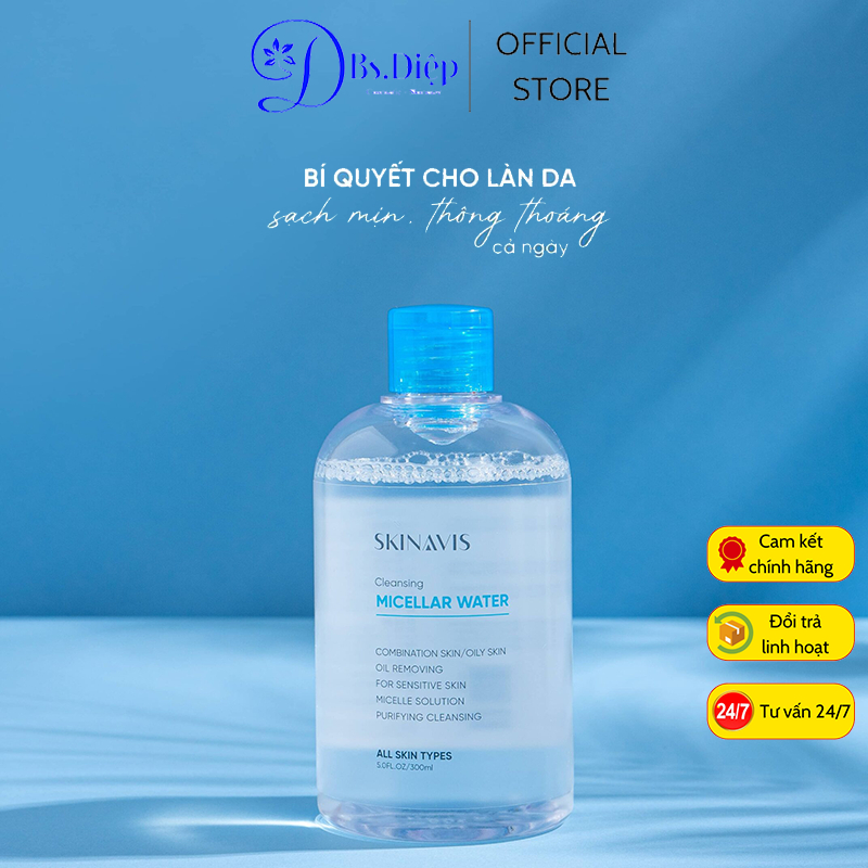 Skinavis Tẩy trang Micellar Water 300ml làm sạch da không gây bóng nhờn