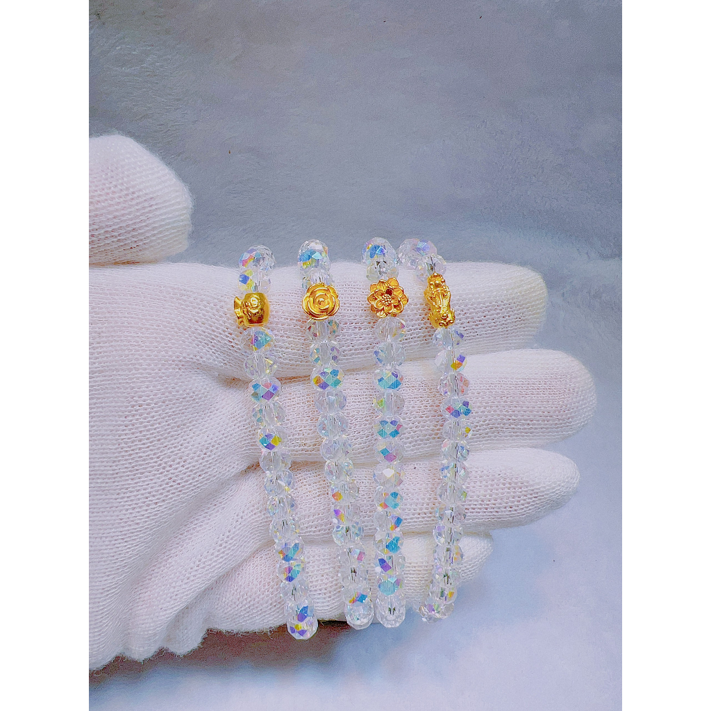 Vòng tay Ph.Lê trắng kết hợp charm 24 kk - lung linh- TamiaJewe