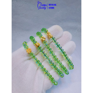 Vòng tay Ph.Lê xanh lá kết hợp charm 24 kk - lung linh- TamiaJewe
