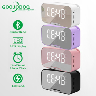 GOOJODOQ Loa đồng hồ báo thức Loa Bluetooth không dây di động Loa Bluetooth đa năng có đài FM Bass Wireless Mini Stereo