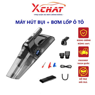 Máy Hút Bụi Bơm Lốp Ô Tô XCHAT Đa Năng 4 in 1 Đèn Pin Chiếu Sáng, Đo Áp Suất Lốp