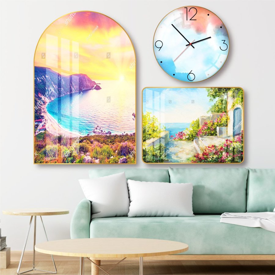 Tranh đồng hồ tráng gương cao cấp decor phòng khách, phòng ngủ siêu đẹp giá rẻ tặng kèm pin và đinh đa năng