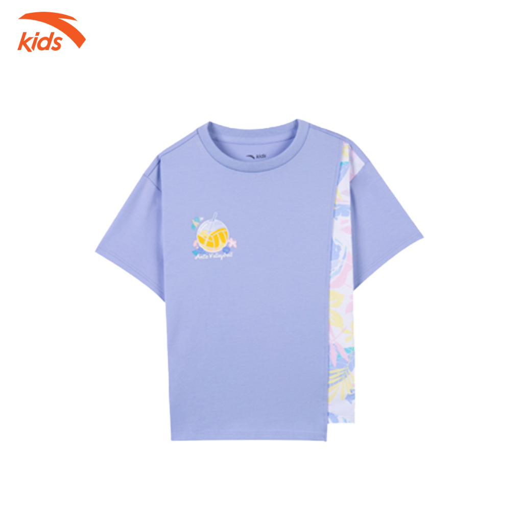 Áo phông bé gái Anta Kids kiểu dáng thể thao, vải cotton co giãn 4 chiều 362229110