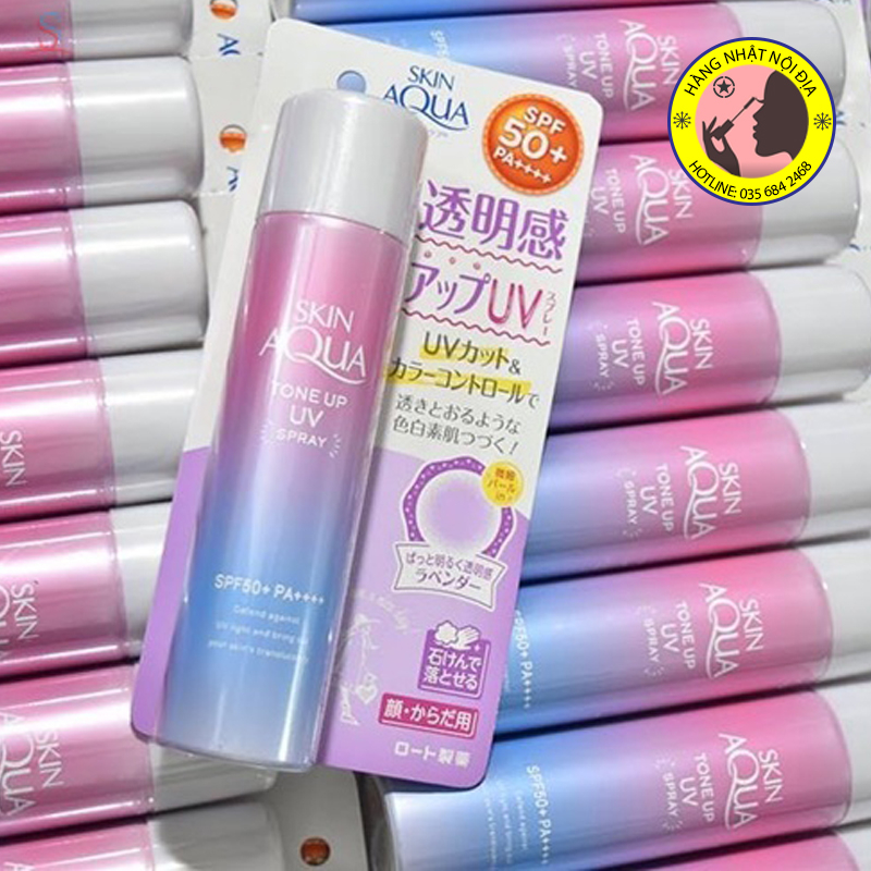 Xịt chống nắng Skin Aqua Tone Up UV Spray SPF 50+ Nhật Bản 70g
