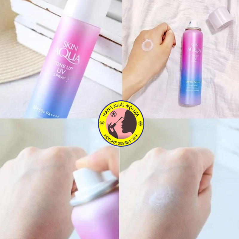Xịt chống nắng Skin Aqua Tone Up UV Spray SPF 50+ Nhật Bản 70g