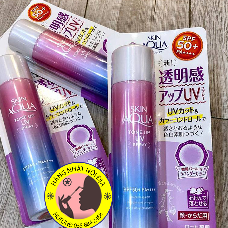 Xịt chống nắng Skin Aqua Tone Up UV Spray SPF 50+ Nhật Bản 70g