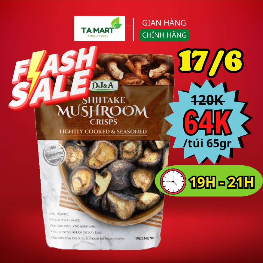 Nấm hương sấy giòn DJ&A tốt cho sức khoẻ - thích hợp giảm cân, KETO - DJ&A skitake mushroom crisps