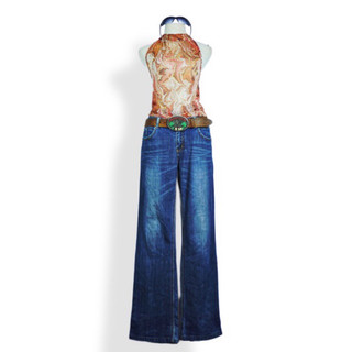 Y2k set, vintage set, áo yếm, quần jean loe, cạp trễ 2hand