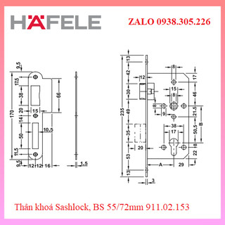 Thân khóa Hafele 911.02.153