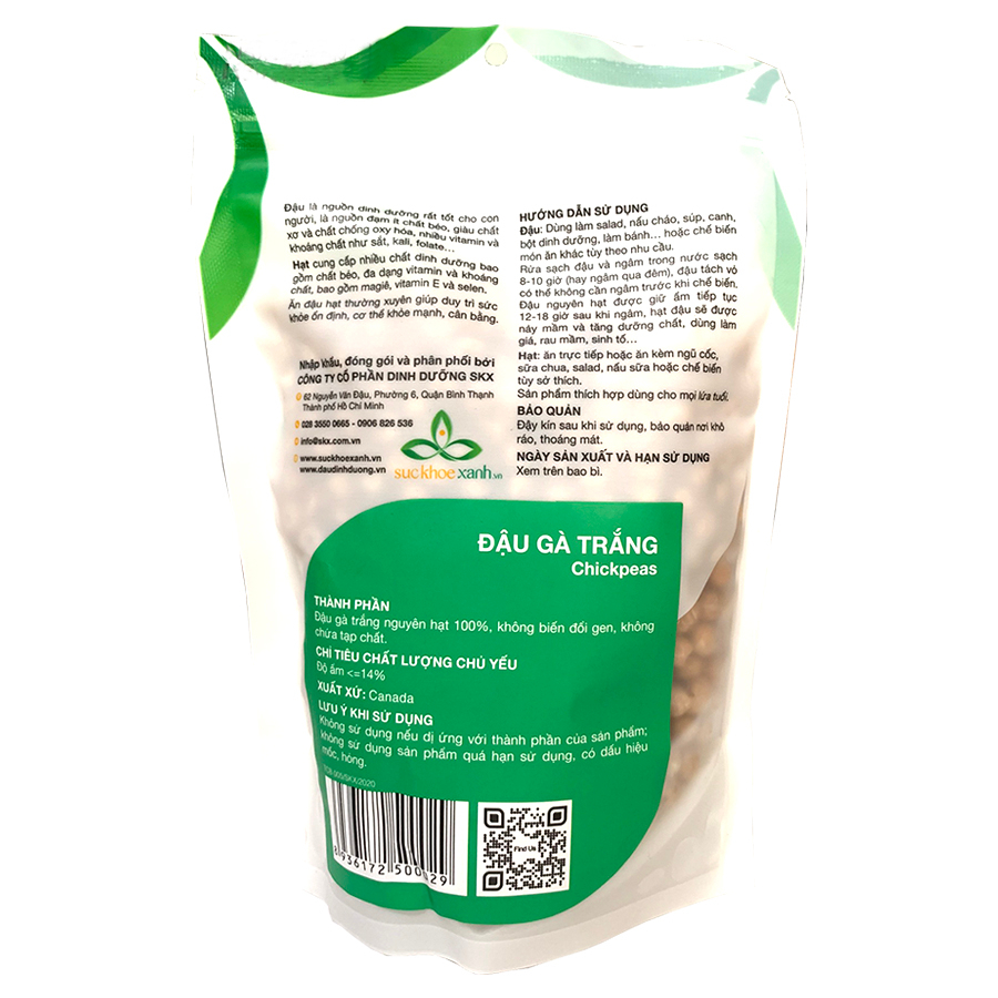 Đậu gà trắng Suckhoexanh.vn Túi 250g nhập khẩu từ Canada