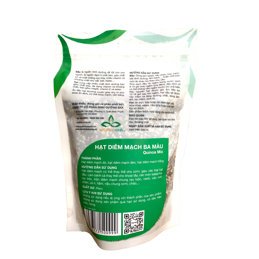 Hạt diêm mạch  3 màu SKX túi 500g nhập khẩu Peru