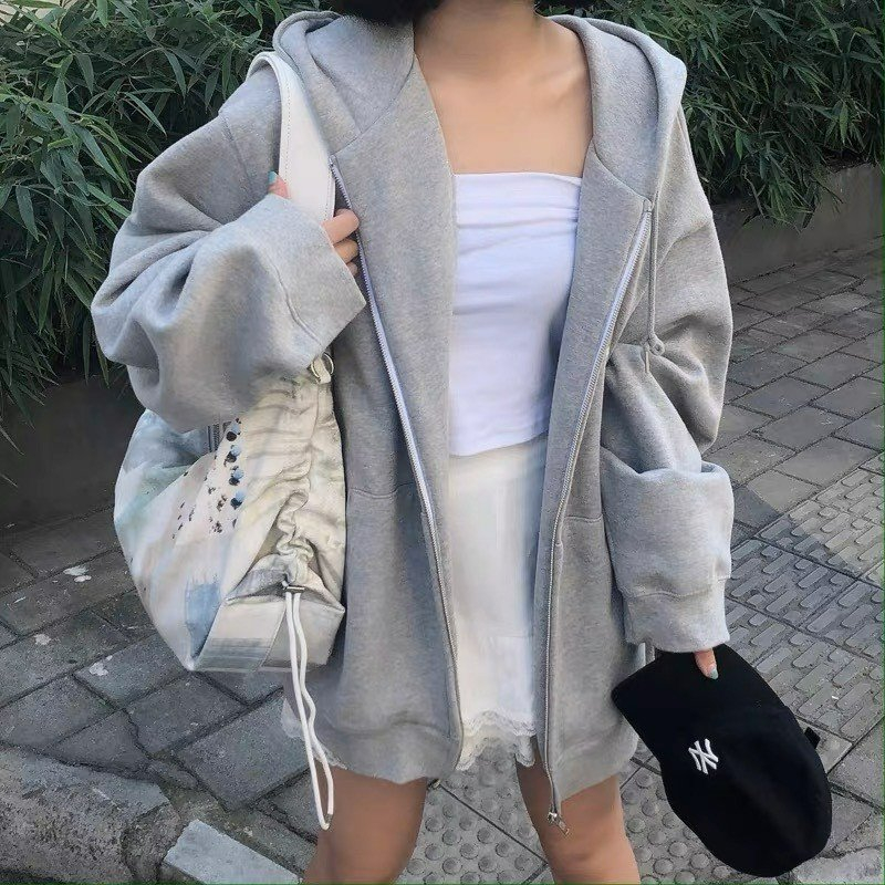 Áo khoác nỉ hoodie zip trơn form rộng nam nữ unisex cá tính năng động oversize