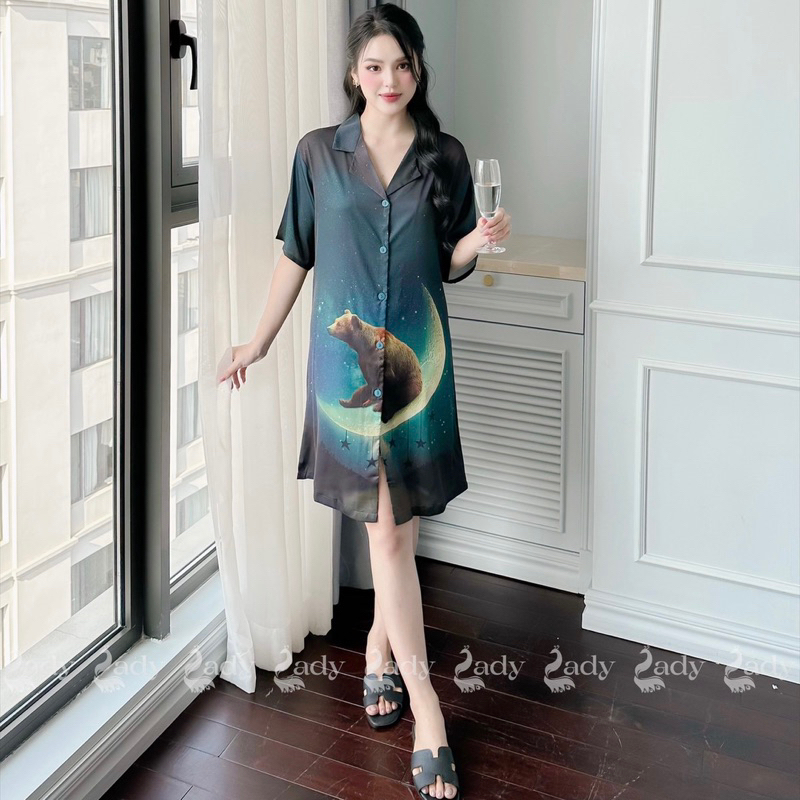 đầm sơ mi lụa